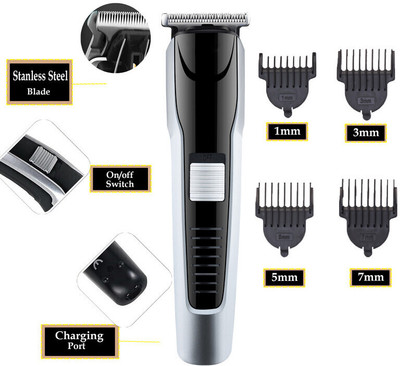ZYRIAN 538 CORDLESS TRIMMER FOR MEN Fully Waterproof 45 min Fully Waterproof Trimmer 45 min  Runtime 4 Length Settings(Black, Silver)