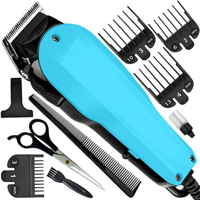 SharpShave Men Low Sound Professional J4 Titanium Wired Hair Clipper Razor Beard Moustache Fully Waterproof Trimmer 0 min  Runtime 7 Length Settings(Blue)