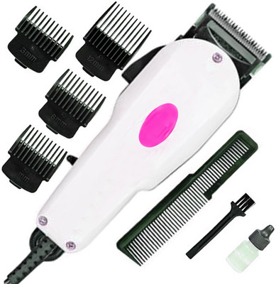 Crostal Corded Electric Professional Hair Clipper Trimmer for men Fully Waterproof Trimmer 0 min  Runtime 4 Length Settings(White)