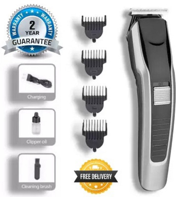 LWC AT 538 TRIMMER Rechargeable Professional Beard & Hair Trimmer L73 Trimmer 60 min  Runtime 4 Length Settings(Silver, Black)