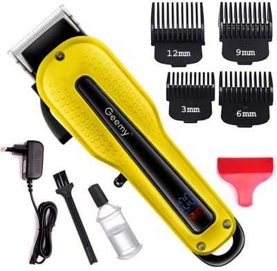 Geemy Salon Equipment Professional Electric Trimmers Cordless Hair Clippers for Men Trimmer 120 min  Runtime 4 Length Settings(Yellow)