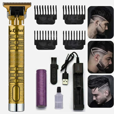 LICHEE LT-B01 Battery Oprated Precision Grooming Golden Style Beard Shaving Clipper Trimmer 120 min  Runtime 4 Length Settings(Gold)