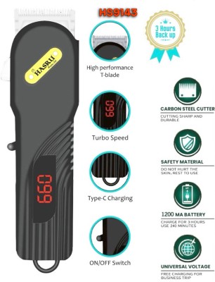 HASRU PROFESSIONAL TRIMMER HS9143 CORDLESS BARBER HAIR CLIPPERS Trimmer 90 min  Runtime 1 Length Settings(Multicolor)