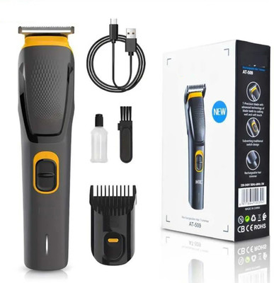 Flitz HTC AT-509 Trimmer Men Fully Waterproof Hair Removal Machine Fully Waterproof Trimmer 120 min  Runtime 4 Length Settings(Black)
