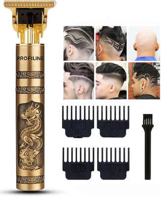 Profiline ZERO mm T9 Baldheaded Hair Electric hair Trimmer USB Rechargeable Clipper Trimmer 60 min  Runtime 4 Length Settings(Gold)