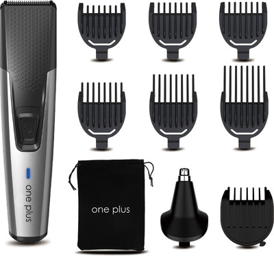 One Plus OP 535 Pro Cordless Professional Hair Trimmer Stainless Steel Blade Waterproof Trimmer 120 min  Runtime 4 Length Settings(Silver, Black)