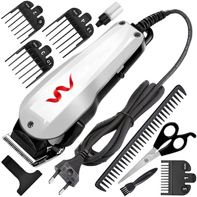 ClipperXpress Z1 Hair Clipper Razor Men Professional Titanium Wired Low Noise Beard Moustache Fully Waterproof Trimmer 0 min  Runtime 7 Length Settings(White)