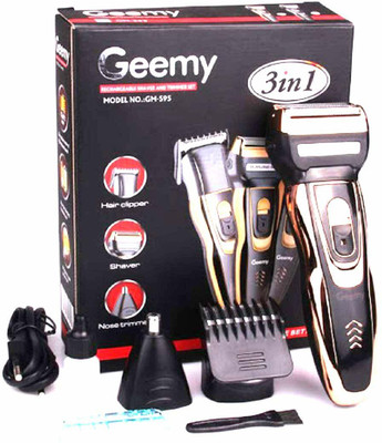 Geemy gm 595 Trimmer 120 min  Runtime 4 Length Settings(Grey, Gold)