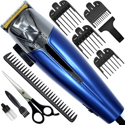 ClipperPro I4 Powerful Adjustable Titanium Wired High Quality Hair Clipper Beard Moustache Fully Waterproof Trimmer 510 min  Runtime 7 Length Settings(Blue, Silver)