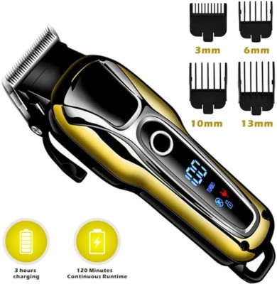 Geemy Hair trimmer km clipper LED display Zeero cutting rechargeable Trimmer 300 min  Runtime 10 Length Settings(Multicolor)