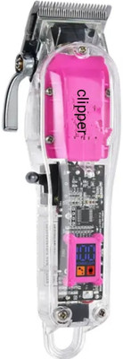 Awes Hair trimmer clipper transparent led display rechargeable for mans Trimmer 120 min  Runtime 4 Length Settings(Pink)