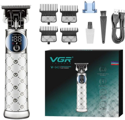 VGR V-942 Professional Ceramic Titanium Coating Hair Trimmer 240 min  Runtime 5 Length Settings(Silver)