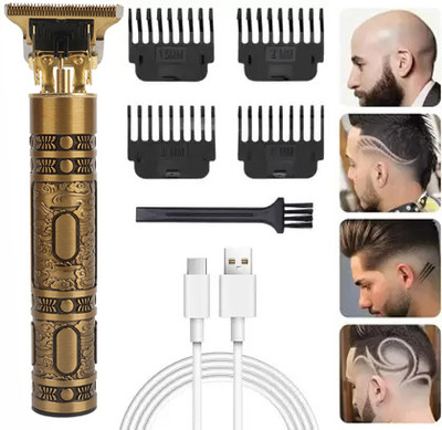 GETTRADE T9 Vintage USB Rechargeable Cordless Electric Beard Trimmer Hair Clippers G59 Trimmer 60 min  Runtime 4 Length Settings(Gold)