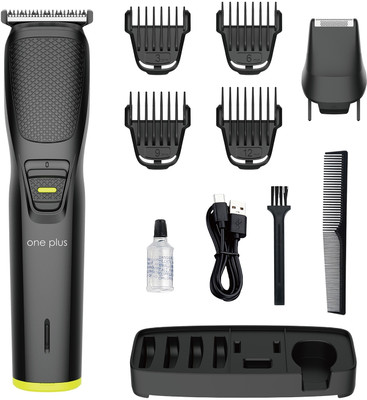 OnePlus OP 501 Cordless Professional 7 In 1 Grooming Kit With Hook Hanger Washable Trimmer 120 Min Runtime 12 Length Settings (Black) For Rs. 799 @ 73 %