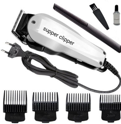 Geemy Hair clipper pawer full direct wires hair trimmer note chargeable Trimmer 0 min  Runtime 4 Length Settings(Silver)