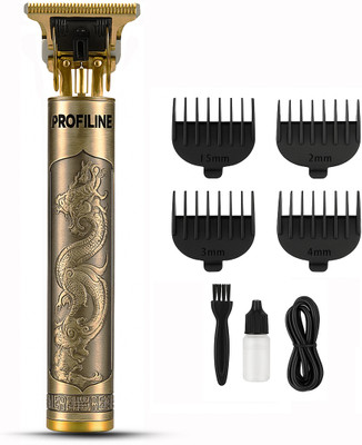 Profiline Metal Electric Cordless Trimmer USB-Powered Cutting Machine Hair Clipper Trimmer 60 min  Runtime 0 Length Settings(Gold)
