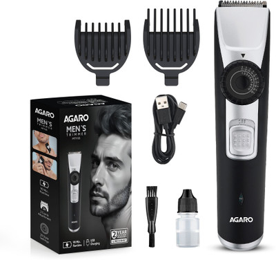 AGARO Beard Trimmer MT1155, 20 Length Settings, USB Rechargeable, Precision Dial Trimmer 90 min  Runtime 20 Length Settings(Black, Grey)