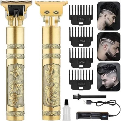 ChinuStyle Trimmer men Professional Beard, Mustache, Head and Body Hair Golden Shaver Fully Waterproof Trimmer 60 min  Runtime 4 Length Settings(Gold)