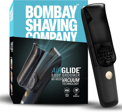 BOMBAY SHAVING COMPANY AirGlide Full Body Trimmer With Vacuum Tech-Zero Mess Beard,Body,Balls Trimming Body Groomer 50 min  Runtime 4 Length Settings(Black)