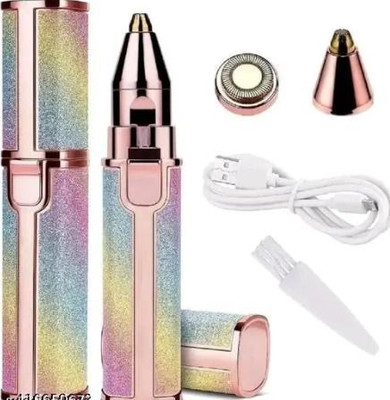 AKT A10 Portable 2 In 1 Flawless Eyebrow Remover and Pain less Hair Remover Fully Waterproof Trimmer 60 min  Runtime 2 Length Settings(Multicolor)