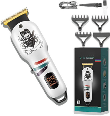 Frinzoo Digital Display Trimmer for Smooth and Precise Hair Cutting Trimmer 120 min  Runtime 3 Length Settings(White)