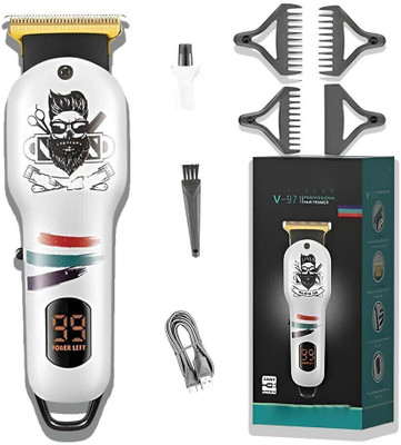 Frinzoo Cordless Beard Shaver with Precision Stainless Steel Edge Trimmer 120 min  Runtime 3 Length Settings(White)