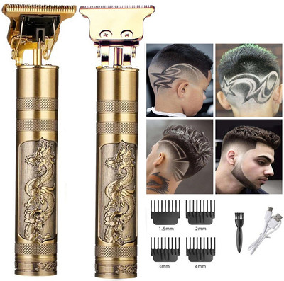 GETTRADE T9 Vintage USB Rechargeable Cordless Electric Beard Trimmer Hair Clippers G24 Trimmer 60 min  Runtime 4 Length Settings(Gold)