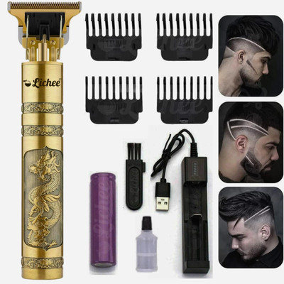 LICHEE LT-B01 Premium Quality Rechargeable Battery Powered Stylish Beard Clipper Shaver Trimmer 120 min  Runtime 4 Length Settings(Gold)