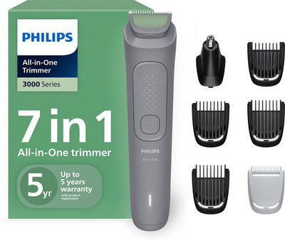 PHILIPS MG3911/15 Fully Waterproof Trimmer 60 min Runtime 5 Length Settings(Grey)