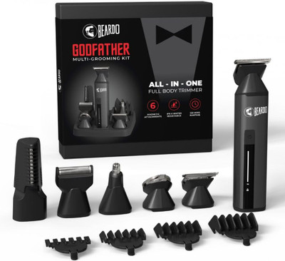 BEARDO GODFATHER MULTI-GROOMING KIT All in One Full Body Trimmer Fully Waterproof Trimmer 120 min  Runtime 4 Length Settings(Black)