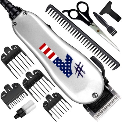 ClipItUp G15 Titanium Wired Clipper Powerful Adjustable High Quality Hair Beard Moustache Fully Waterproof Trimmer 0 min  Runtime 7 Length Settings(White)