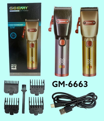 Geemy Hair clipper trimmer gm led display carded recgargeable Trimmer 120 min  Runtime 4 Length Settings(Silver)