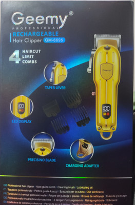 Geemy Hair clipper trimmer gm 6695 LED display indigreter rechargeable Trimmer 120 min  Runtime 34 Length Settings(Gold)