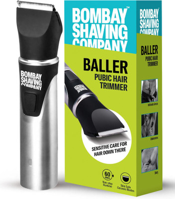 BOMBAY SHAVING COMPANY Baller Public Hair Trimmer Fully Waterproof Trimmer 60 min  Runtime 2 Length Settings(Silver, Black)