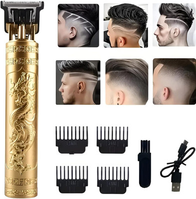 RASU CRAFT Modern Men Vintage T9 Trimmer For Shaving Trimmer Beard Machine Trimmer 60 min  Runtime 4 Length Settings(Gold)