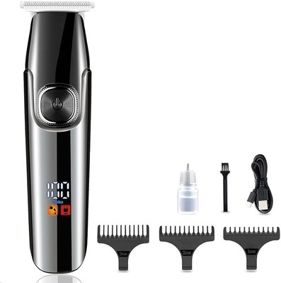 Drake AT-588, Cordless, LED Display, Two Speed, Self Sharpening T-Blade Hair Clipper/ Trimmer 90 min  Runtime 4 Length Settings(Black, Silver)