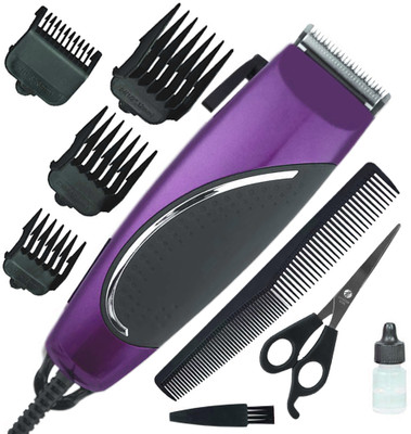 Crostal Powerful Haircut Electric Corded Machine Trimmer for Men Fully Waterproof Trimmer 0 min  Runtime 4 Length Settings(Purple, Black)