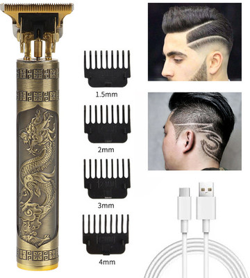 GETTRADE T9 Vintage USB Rechargeable Cordless Electric Beard Trimmer Hair Clippers G13 Trimmer 60 min  Runtime 4 Length Settings(Gold)