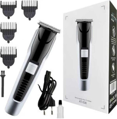 Dazzel Flex AT 538 Beard & Hair Rechargeable Professional Hair Trimmer Fully Waterproof Trimmer 60 min  Runtime 4 Length Settings(Silver, Black)