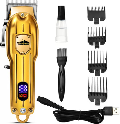 Make Ur Wish Professional Hair Clipper / Shaver With LED Display 3 Hrs Backup Premium Blade Trimmer 180 min  Runtime 4 Length Settings(Gold)