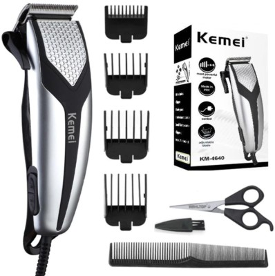 KEE MEI Stylish Professional & Personal Useful Hair Clipper Electric Trimmer Shaver Trimmer 0 min  Runtime 4 Length Settings(Silver, Black)