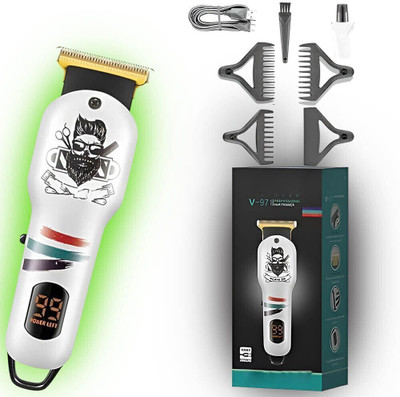 Frinzoo Cordless Hair Trimmer with Powerful Motor and Sharp Blades Trimmer 120 min  Runtime 3 Length Settings(White)