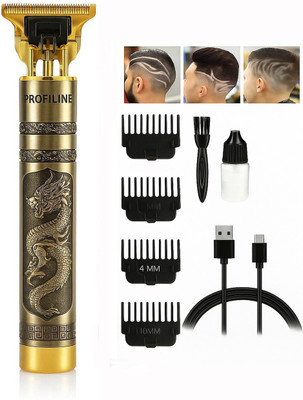 Profiline | Trimmer | USB Charging | Baber Trimmer | 0.0mm Cutting Shaver for Men Trimmer 60 min  Runtime 3 Length Settings(Gold)