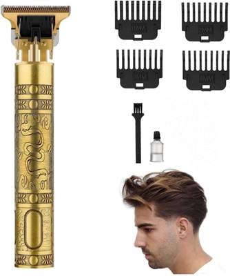 HRYFiNE T9 Rechargeable Edgers clippers Elecric Beard Trimmer Zero Gapped T-Blade Fully Waterproof Trimmer 120 min  Runtime 4 Length Settings(Gold)
