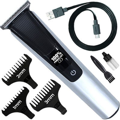 Geemy Waterproof Chargeable Beard Moustache Trimmer Hair Clipper With LED Display 741 Fully Waterproof Body Groomer 120 min  Runtime 3 Length Settings(Multicolor)