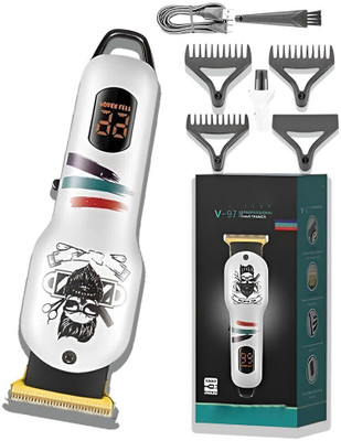 Frinzoo Professional Hair Clipper with LED Battery Level Indicator Trimmer 120 min  Runtime 3 Length Settings(White)