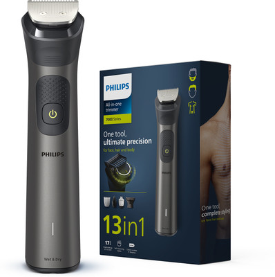 PHILIPS MG7920/65 Patented Twin Trim Tech|13 in 1 | Max Precision All-in One Trimmer 120 min  Runtime 17 Length Settings(Grey)