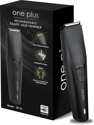 One Plus OP 31 Cordless Professional Hair Trimmer For Men waterproof Trimmer 120 min  Runtime 4 Length Settings(Black)