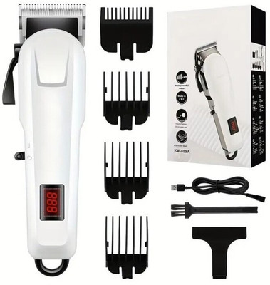 Zeno volt 809 Cordless Professional Hair Clipper Dual LED Titanium coated blade Trimmer Trimmer 240 min  Runtime 4 Length Settings(Black, White)