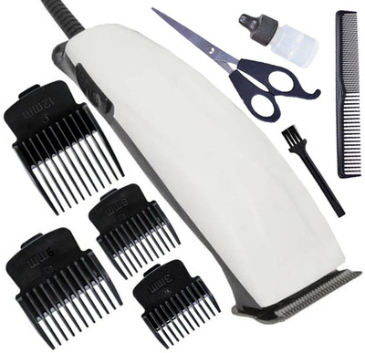 Crostal Electric Professional Corded Salon Trimmer Men Fully Waterproof Trimmer 0 min  Runtime 4 Length Settings(White, Black)